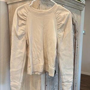 Express Cream Ruched-Shoulder Sweatshirt